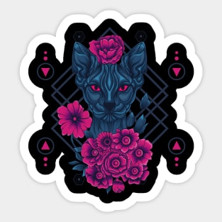 Floral Cat Sacred Geometry Sticker